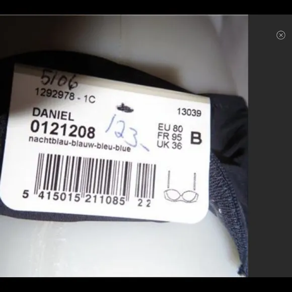 Marie Jo L’Aventure “Daniel” Bra 2 way 36/B. Navy Blue Sexy Cut Thick Straps NWT