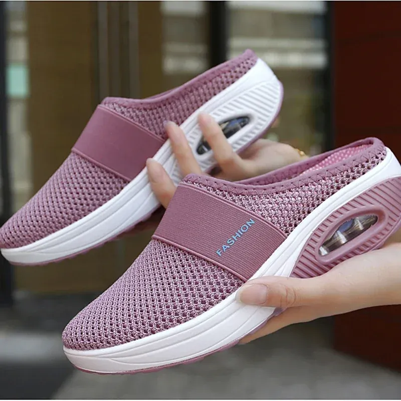 Mauve Slip-On Clogs | Breathable Mesh | Lightweight Comfort