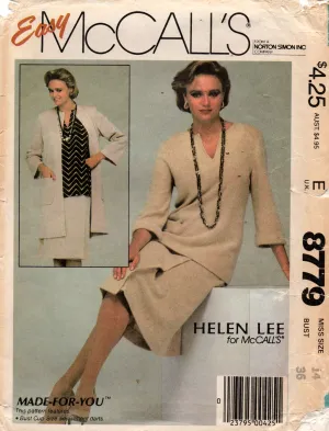 McCall's 8779 HELEN LEE Womens Coat Top & Mock Wrap Skirt 1980s Vintage Sewing Pattern Size 14 Bust 36 Inches UNCUT Factory Folded