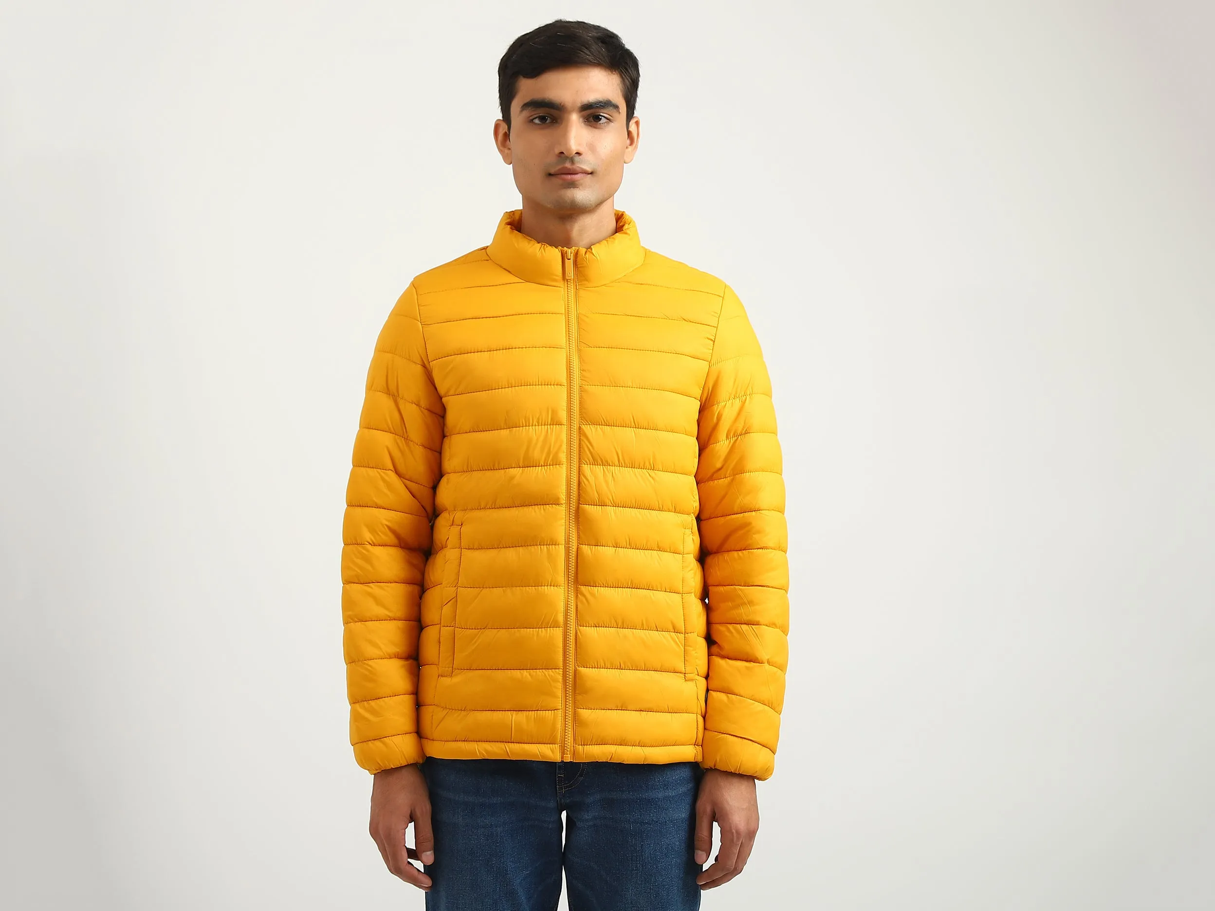 Men Quilted High Neck Jacket