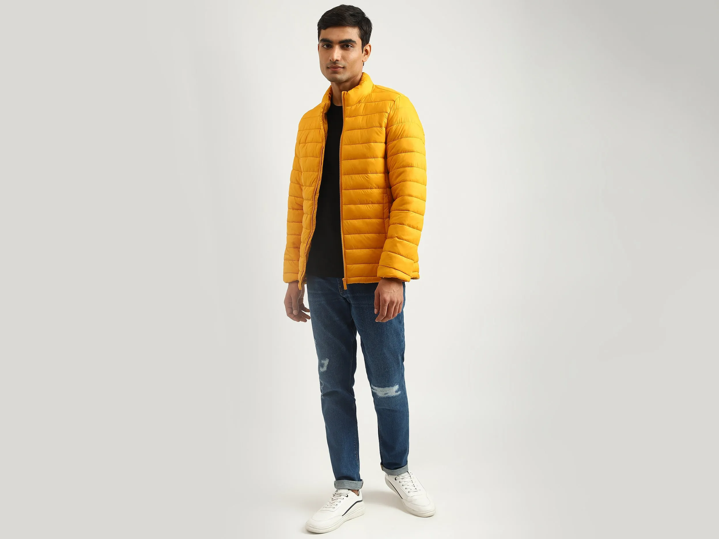 Men Quilted High Neck Jacket