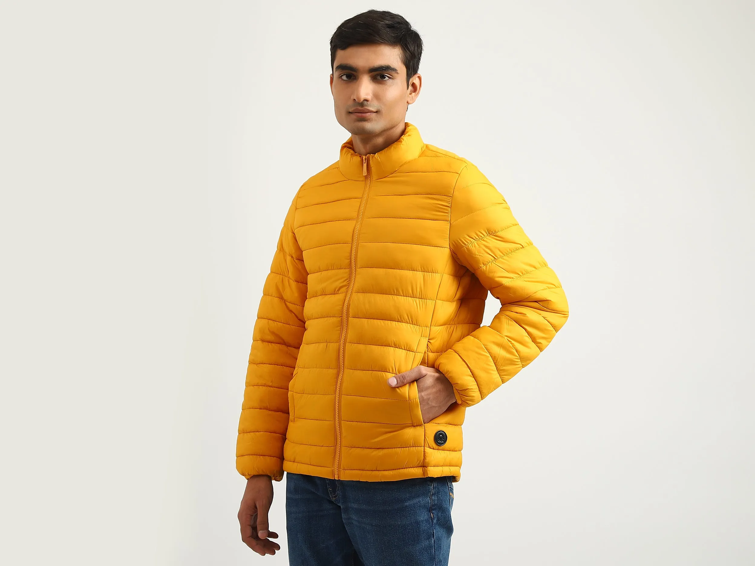 Men Quilted High Neck Jacket
