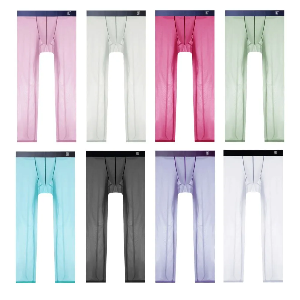 Men's 3D Pouch Ice Silk Mesh Sports Leggings Up to Size XXL- JEWYEE AY 830