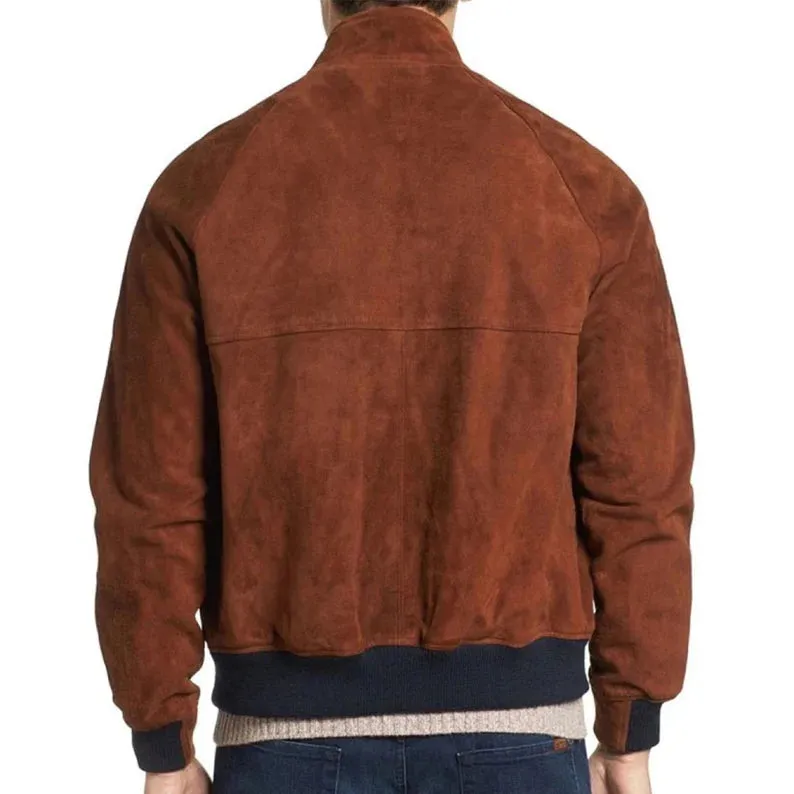 Men's Brown Suede Bomber Jacket/ Motorcycle Leather Jackets - Leather Jackets