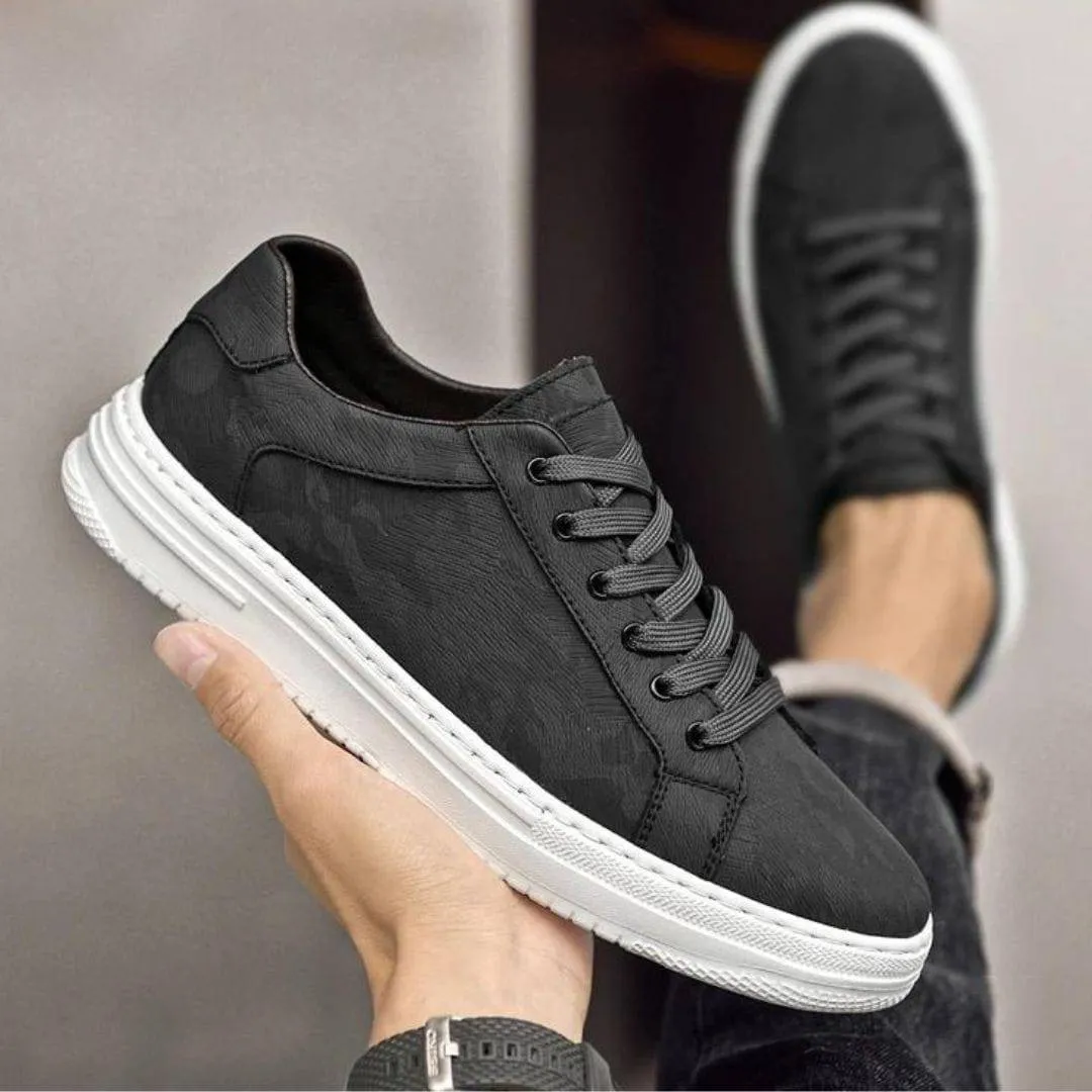 Men’s Camo-Textured Leather Sneakers