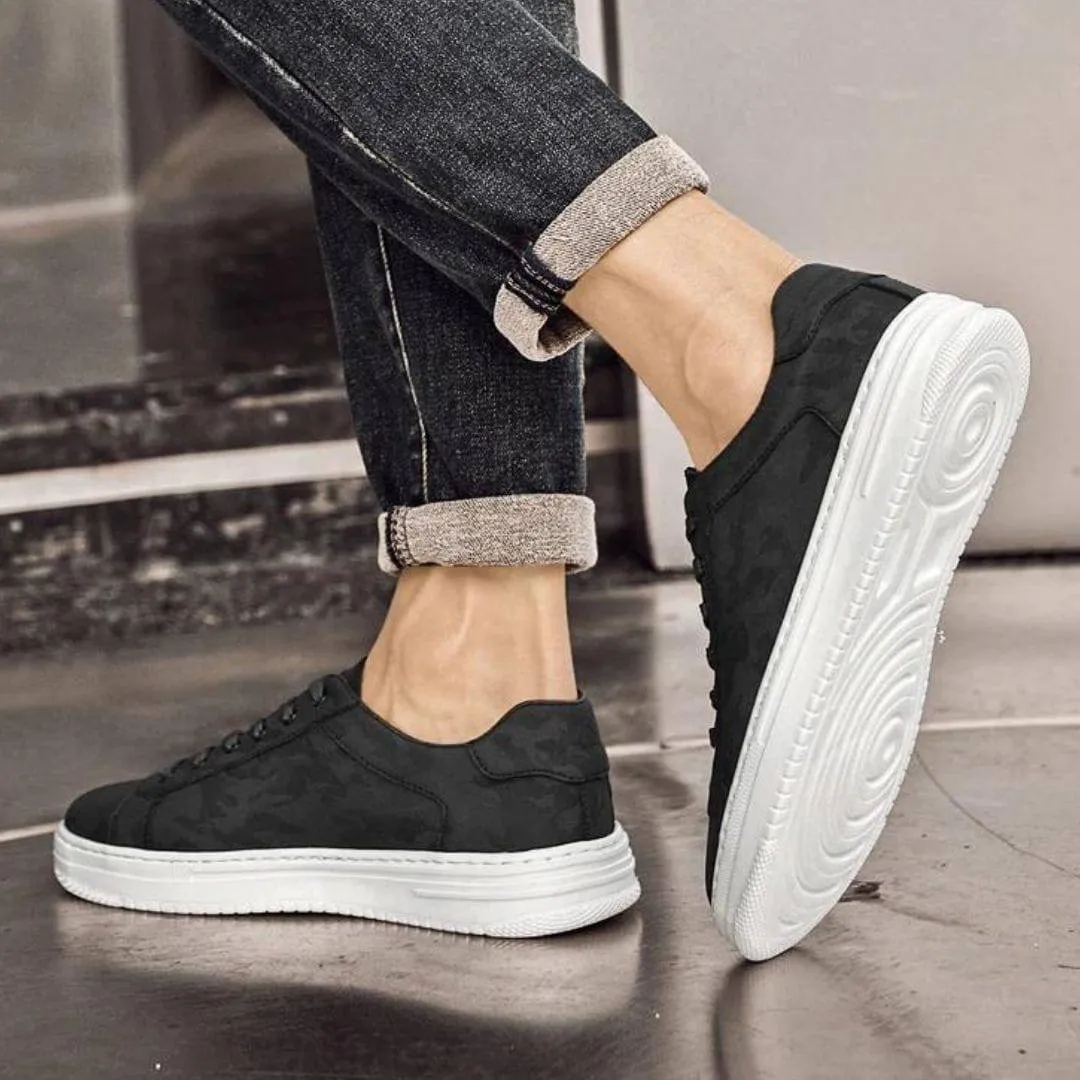 Men’s Camo-Textured Leather Sneakers