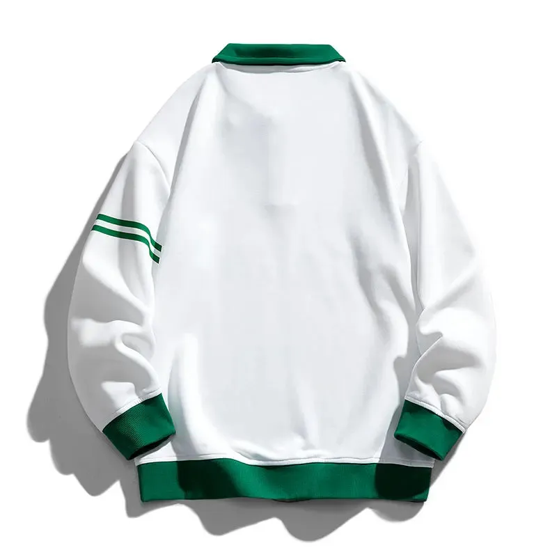 Men's Oversized Contrasting Lapel Sweatshirt - Hip Hop Streetwear
