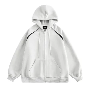 Men's Oversized Zip Up Hoodies Unisex Y2K Aesthetic Drawstring Long Sleeve Pullover Sweatshirt