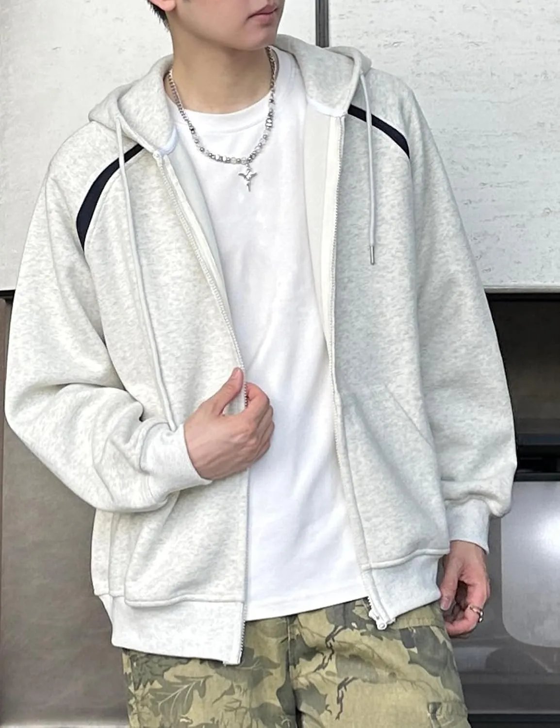 Men's Oversized Zip Up Hoodies Unisex Y2K Aesthetic Drawstring Long Sleeve Pullover Sweatshirt