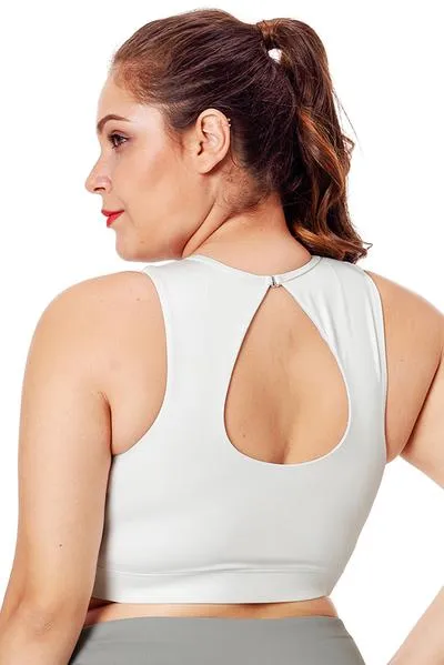 Mesh Insert High Neck Plus Size Sport Bra