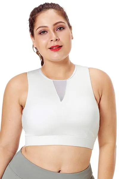 Mesh Insert High Neck Plus Size Sport Bra