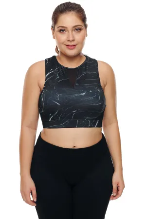 Mesh Insert High Neck Plus Size Sport Bra
