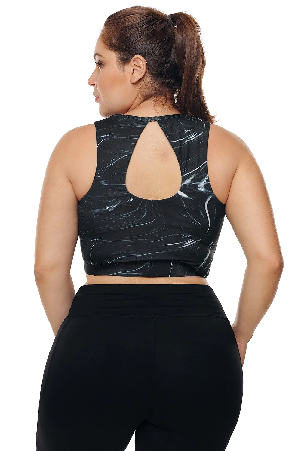 Mesh Insert High Neck Plus Size Sport Bra