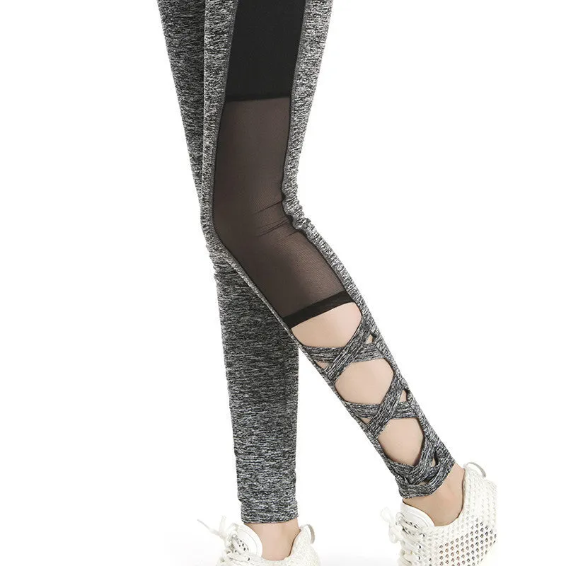 Mesh Leggings Activewear Grey Leggins Black Leggings Spliced Women Workout Leggings High Waist Leggings