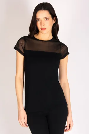 Mesh Panel Short Sleeve Top