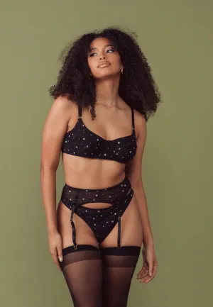 Mesh Underwire Bralette (Black w/ Foil Stars)