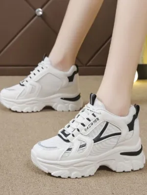 Mesh veterschoenen met platform