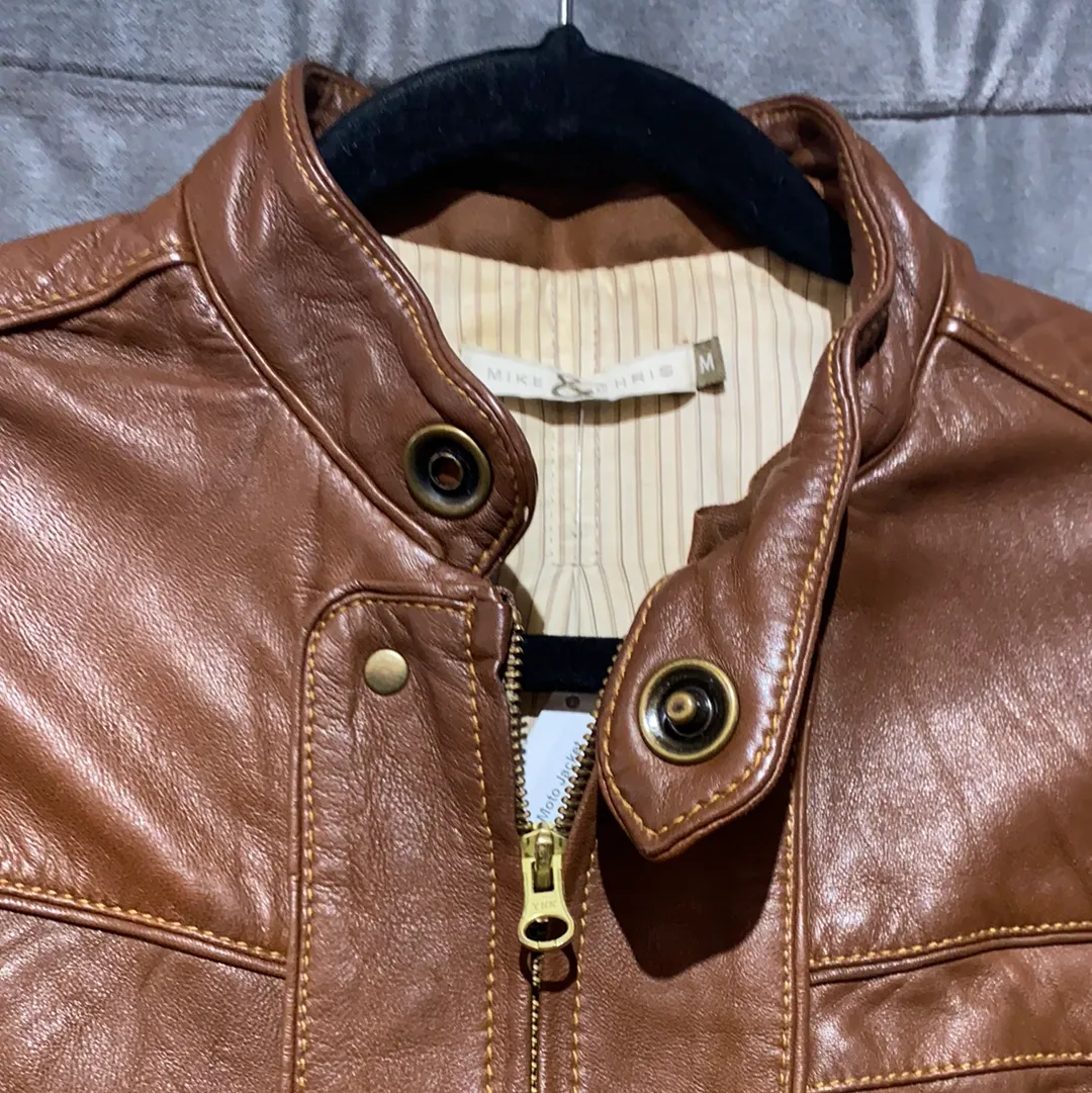 Mike & Chris Brown Leather Moto Jacket