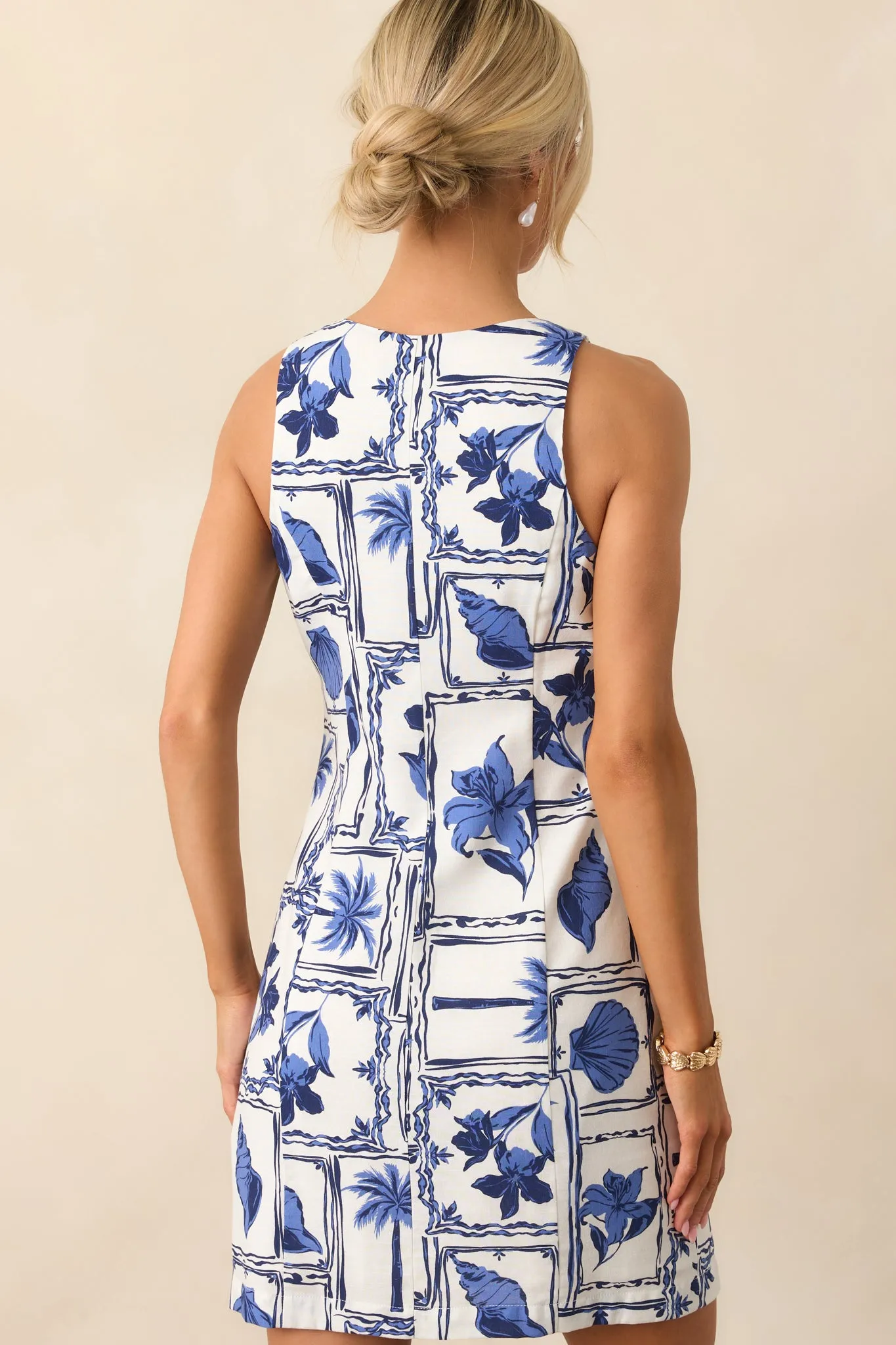 MINKPINK Blue Patchwork Sylvie Button Up Mini Dress