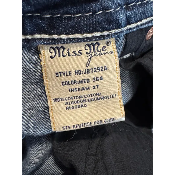 Miss Me Jeans Women's Boyfriend Ankle, Embellished Stitching, Size 28
