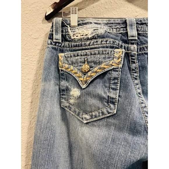 Miss Me Jeans Women's Boyfriend Ankle, Embellished Stitching, Size 28