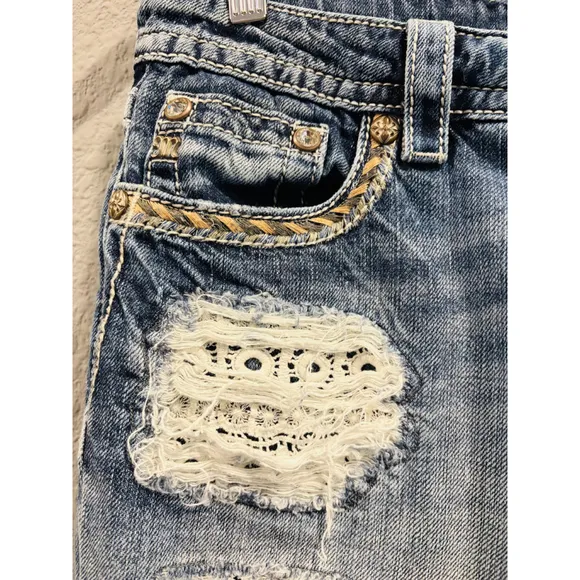 Miss Me Jeans Women's Boyfriend Ankle, Embellished Stitching, Size 28