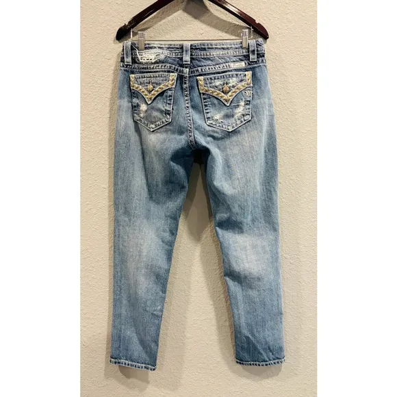 Miss Me Jeans Women's Boyfriend Ankle, Embellished Stitching, Size 28