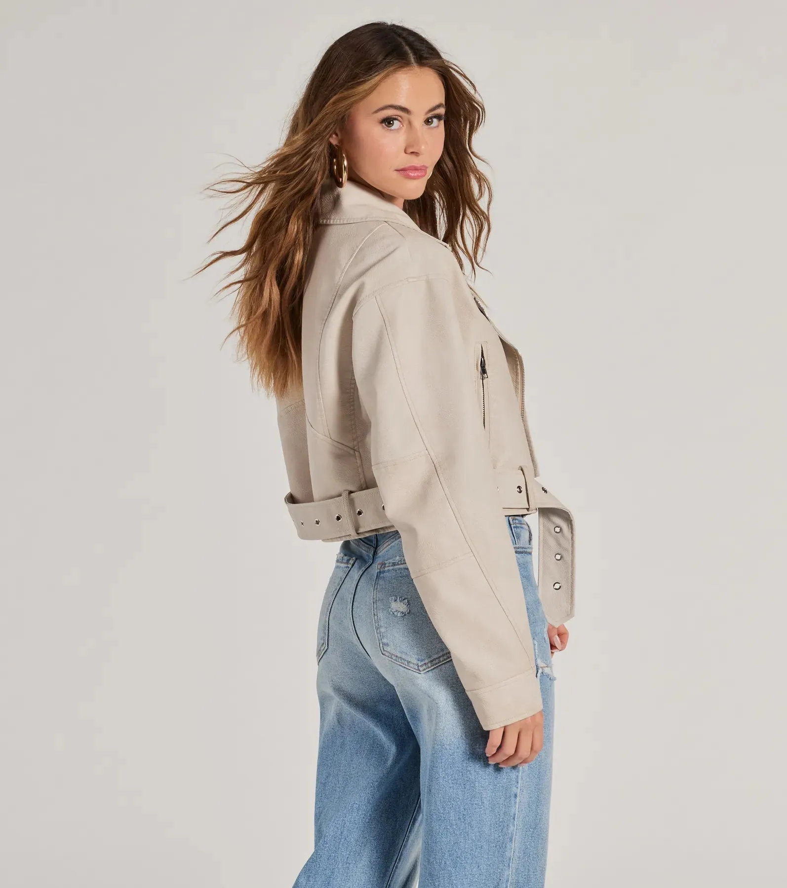 Modern Icon Oversized Faux Leather Belted Moto Jacket
