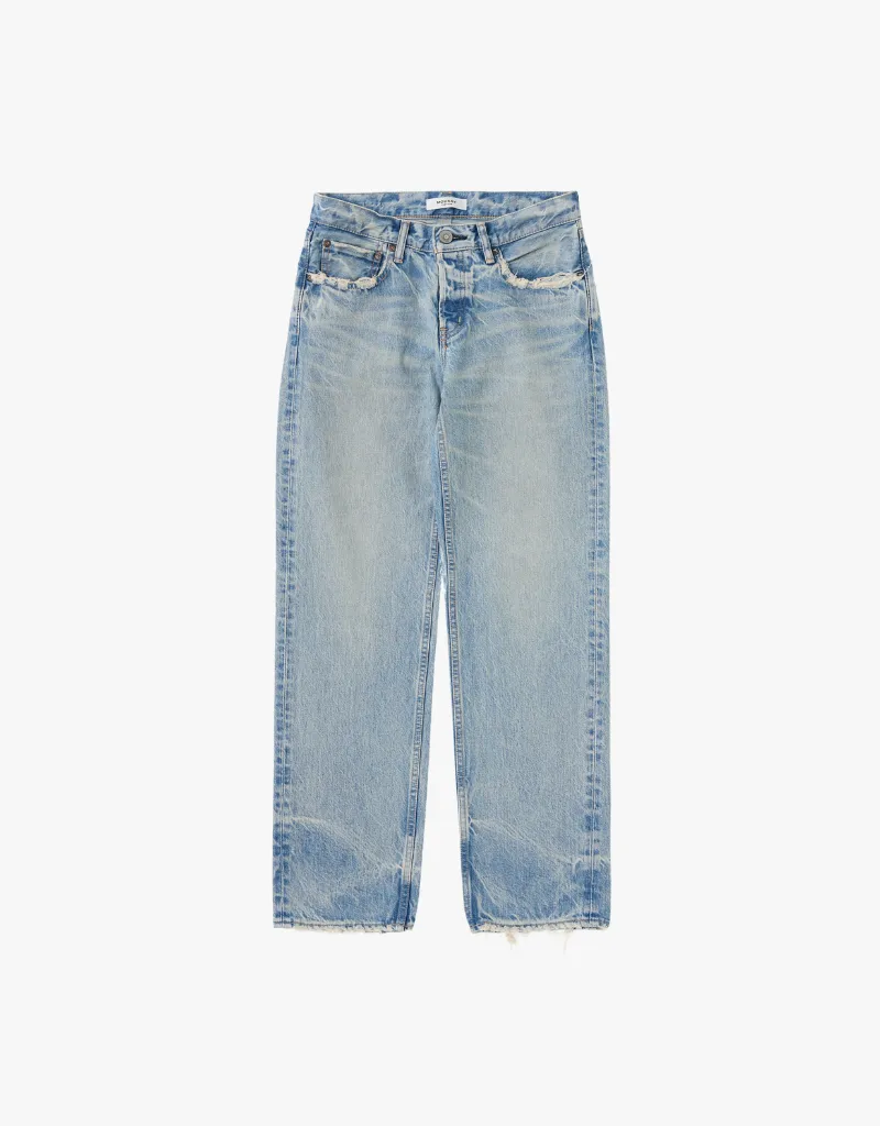 Moussy Vintage Wildwood Straight Low Jeans in Light Blue