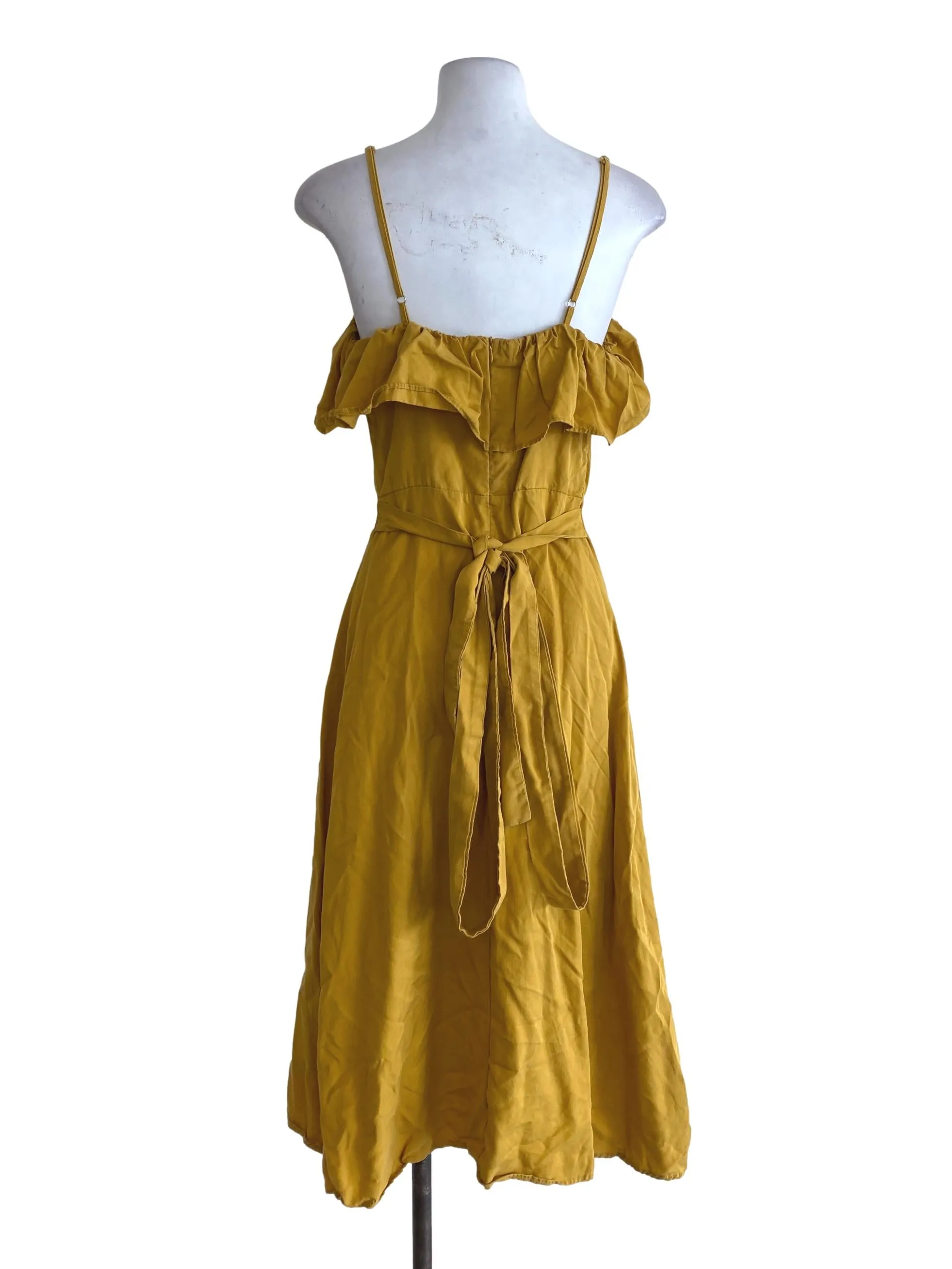 Mustard Ruffle Wrap Dress TEM