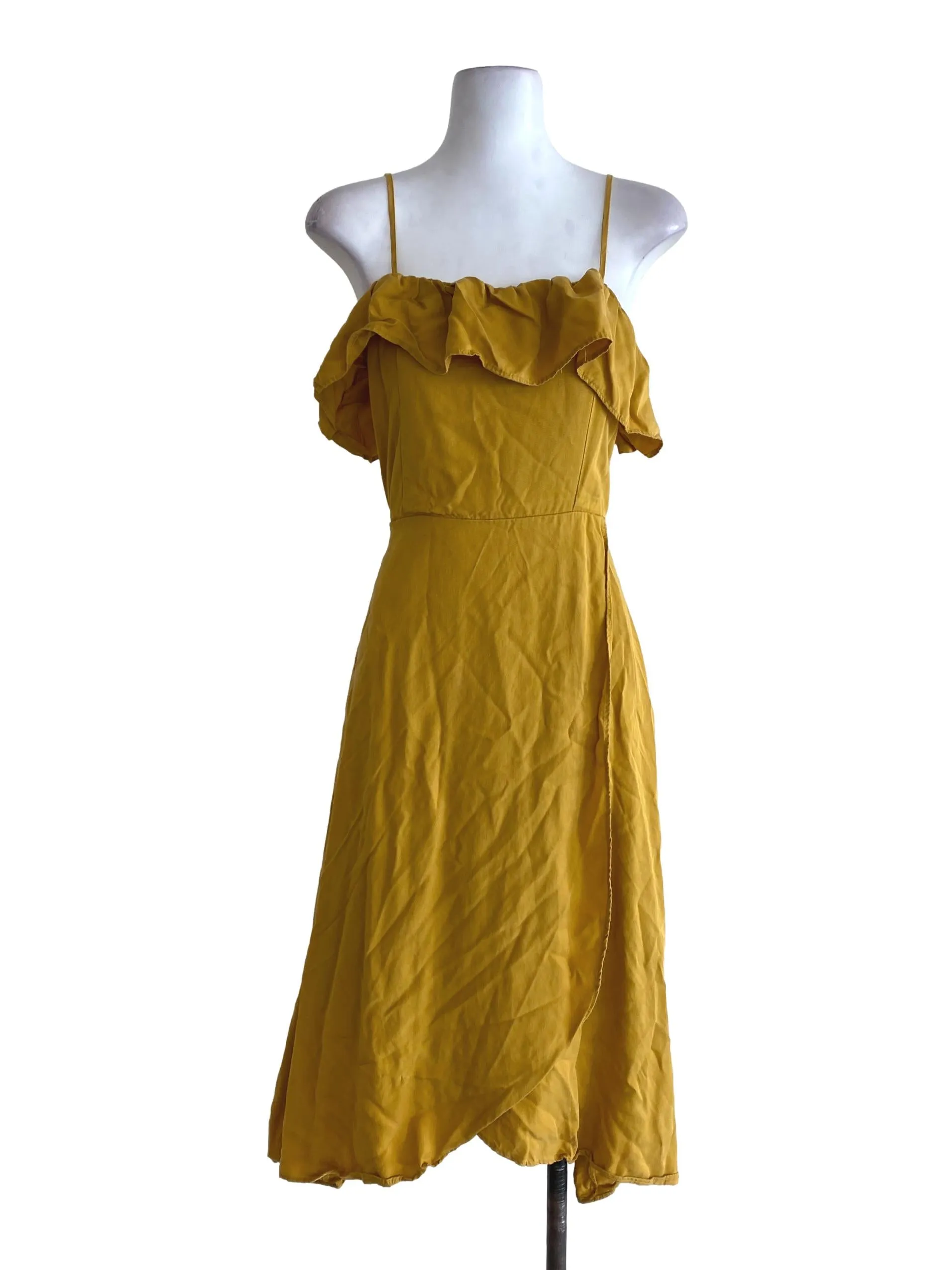 Mustard Ruffle Wrap Dress TEM
