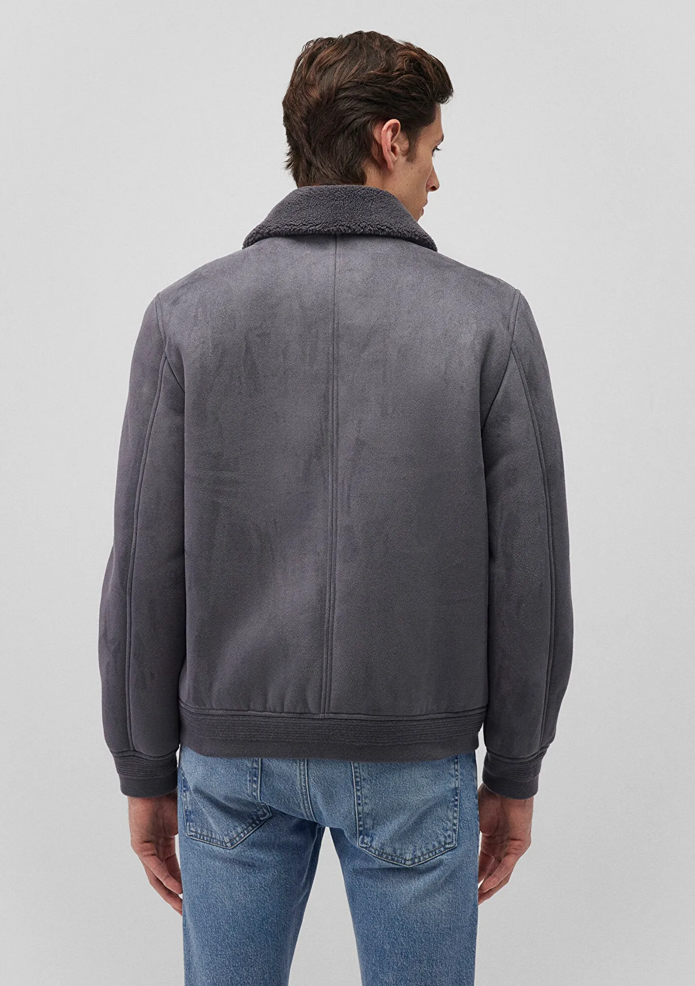 Navy Faux Leather Jacket