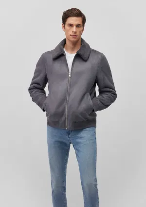 Navy Faux Leather Jacket