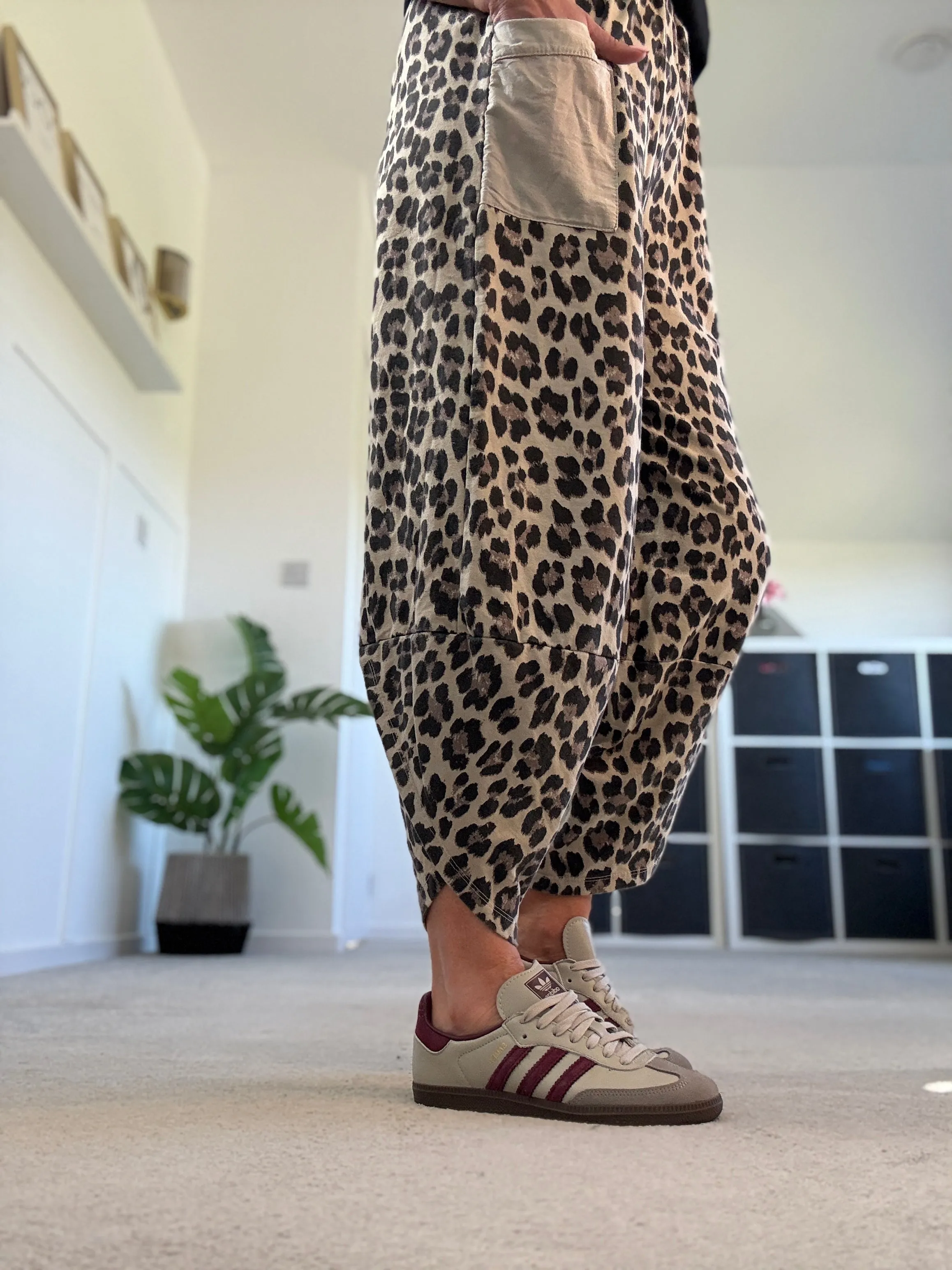 Navy Leopard Slim Barrel Cargo Joggers
