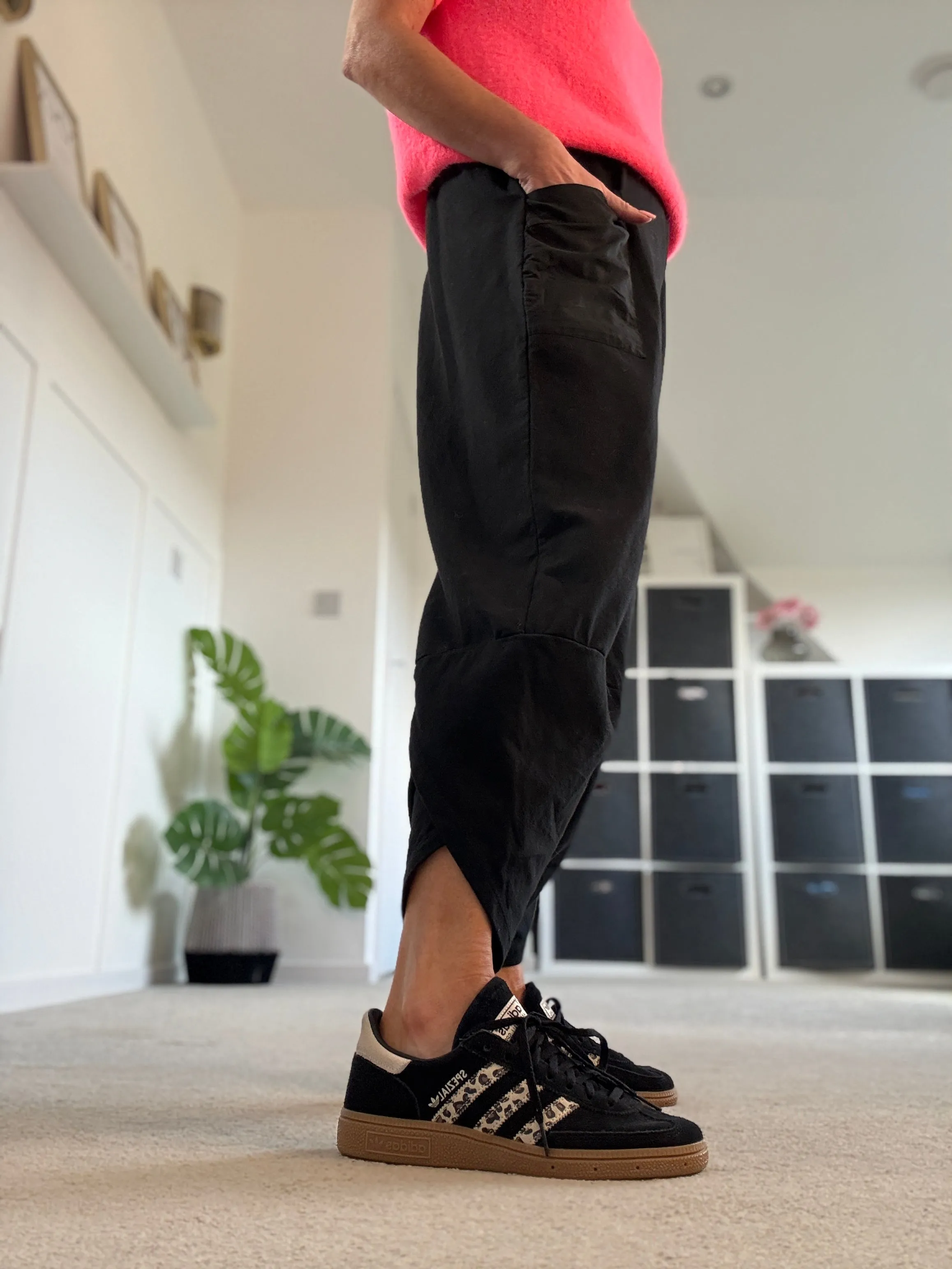 Navy Leopard Slim Barrel Cargo Joggers