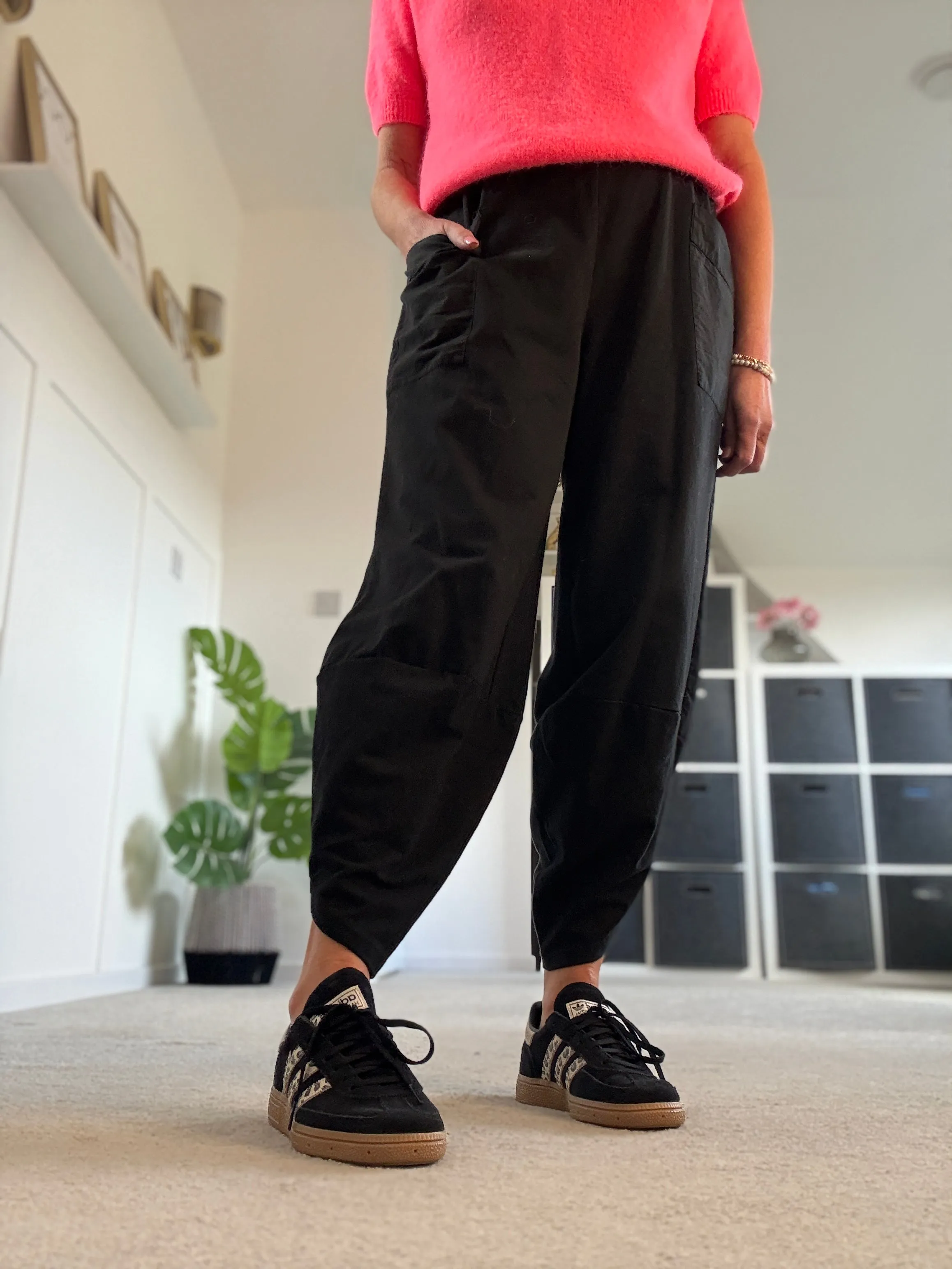 Navy Leopard Slim Barrel Cargo Joggers