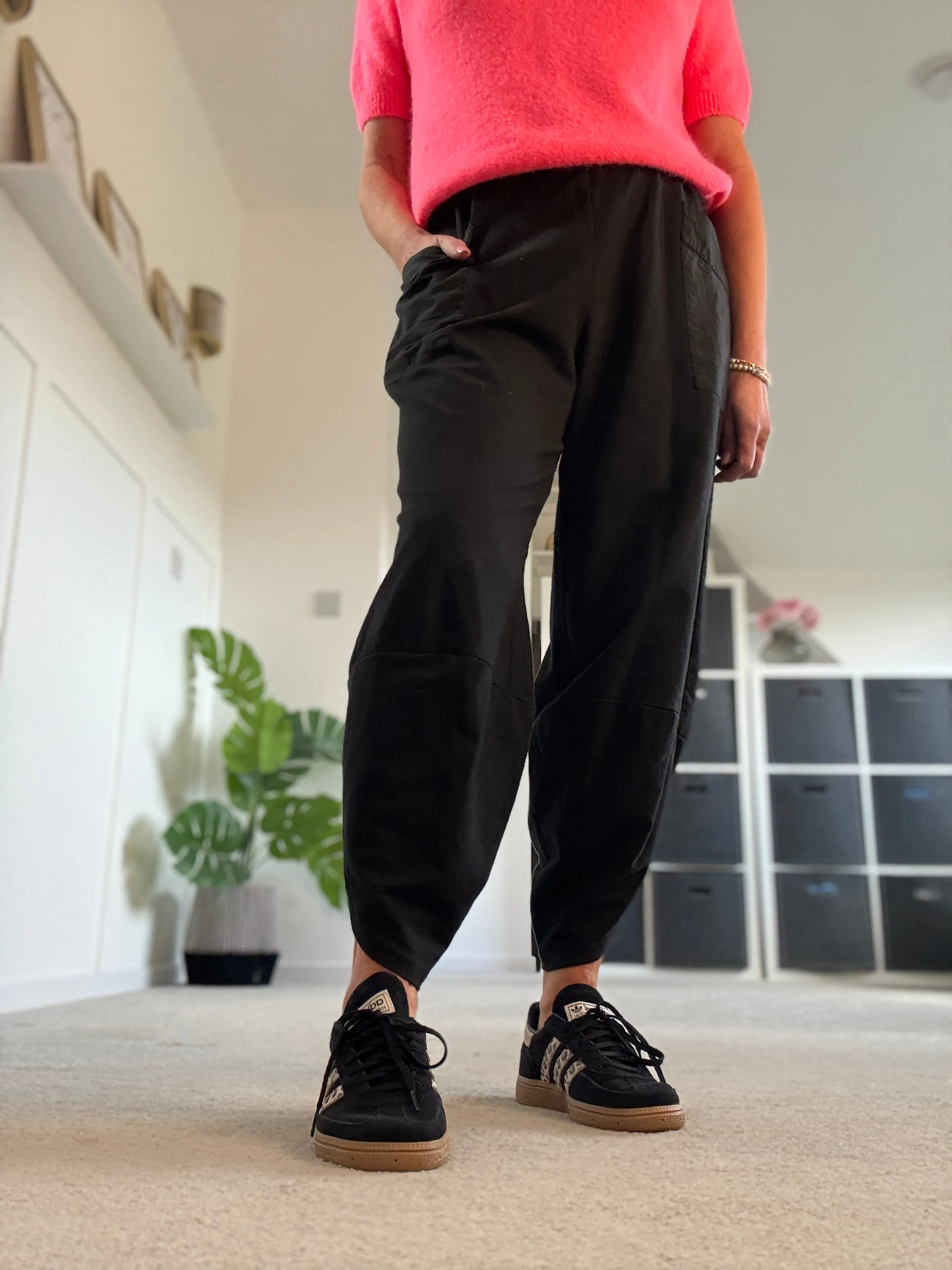 Navy Leopard Slim Barrel Cargo Joggers