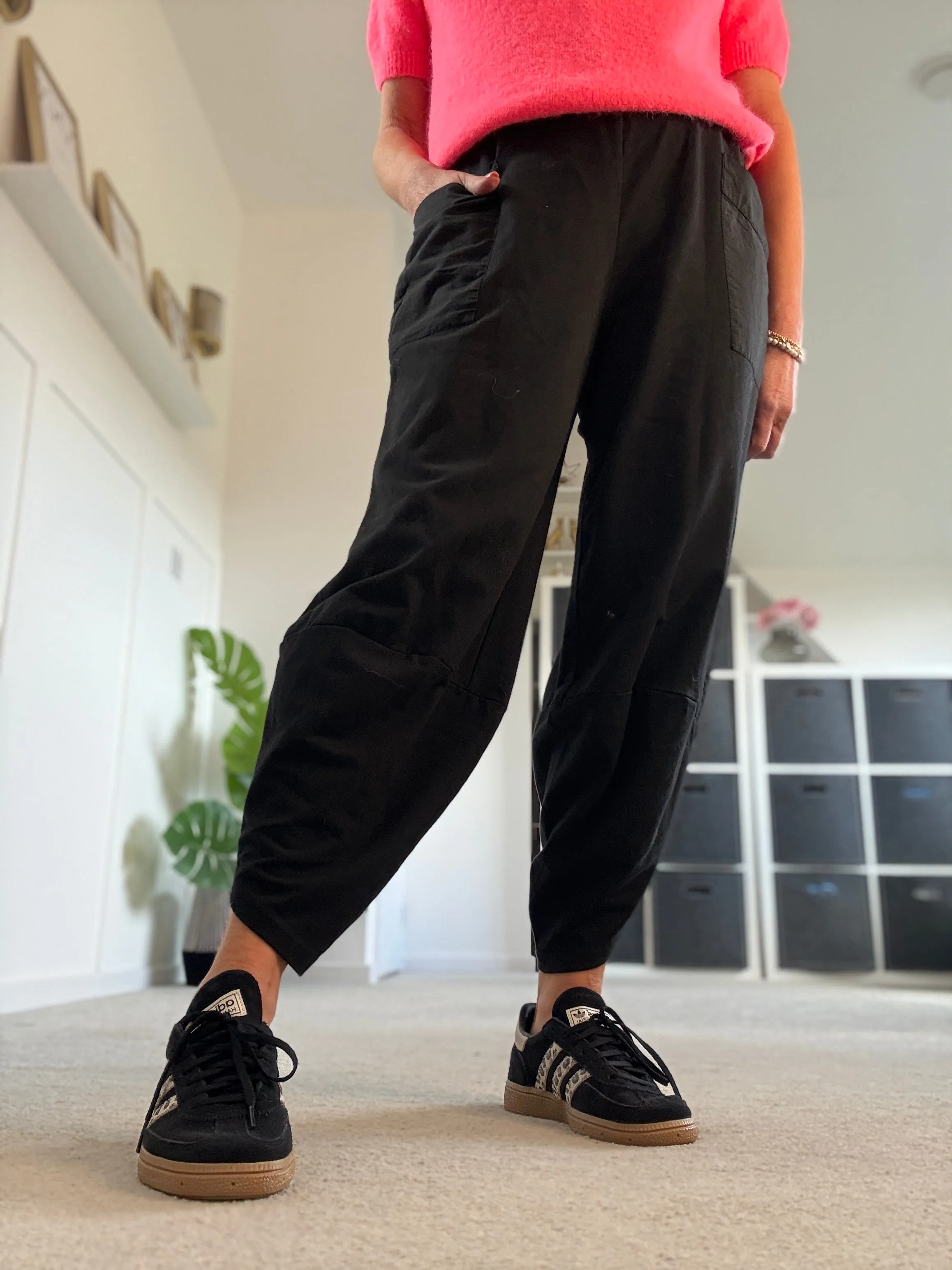 Navy Leopard Slim Barrel Cargo Joggers