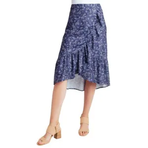 NEW KENSIE ruffle hem faux wrap midi skirt in nostalgic blooms