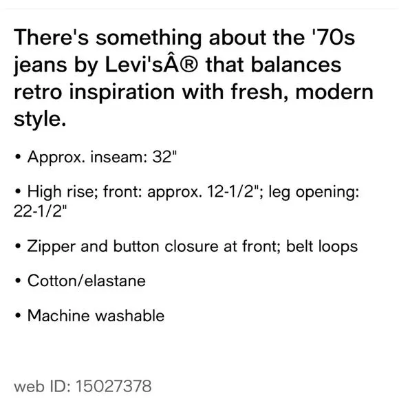 NEW Levi’s 70’s High Rise Flare Premium Jeans Distressed Womens Size W30 L32