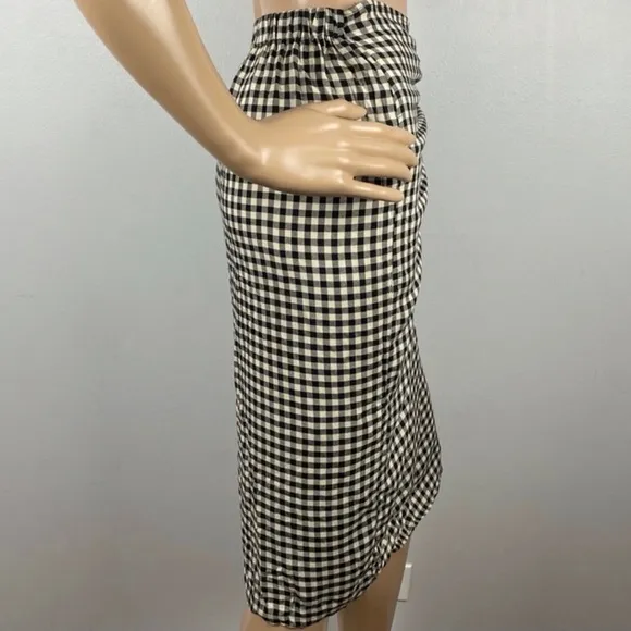 NEW TAVIK GINGHAM PRINT WRAP MIDI SKIRT