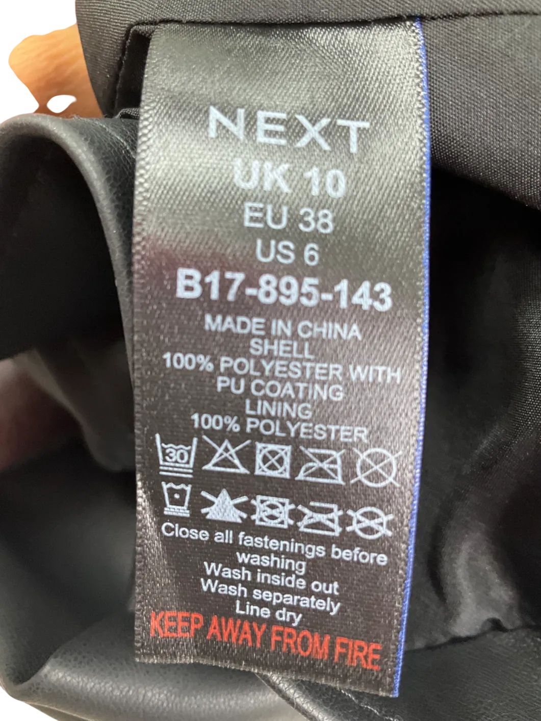 Next Black Faux Leather Biker Jacket UK 10