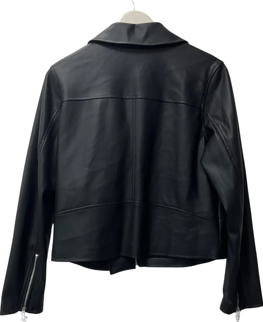 Next Black Faux Leather Biker Jacket UK 10