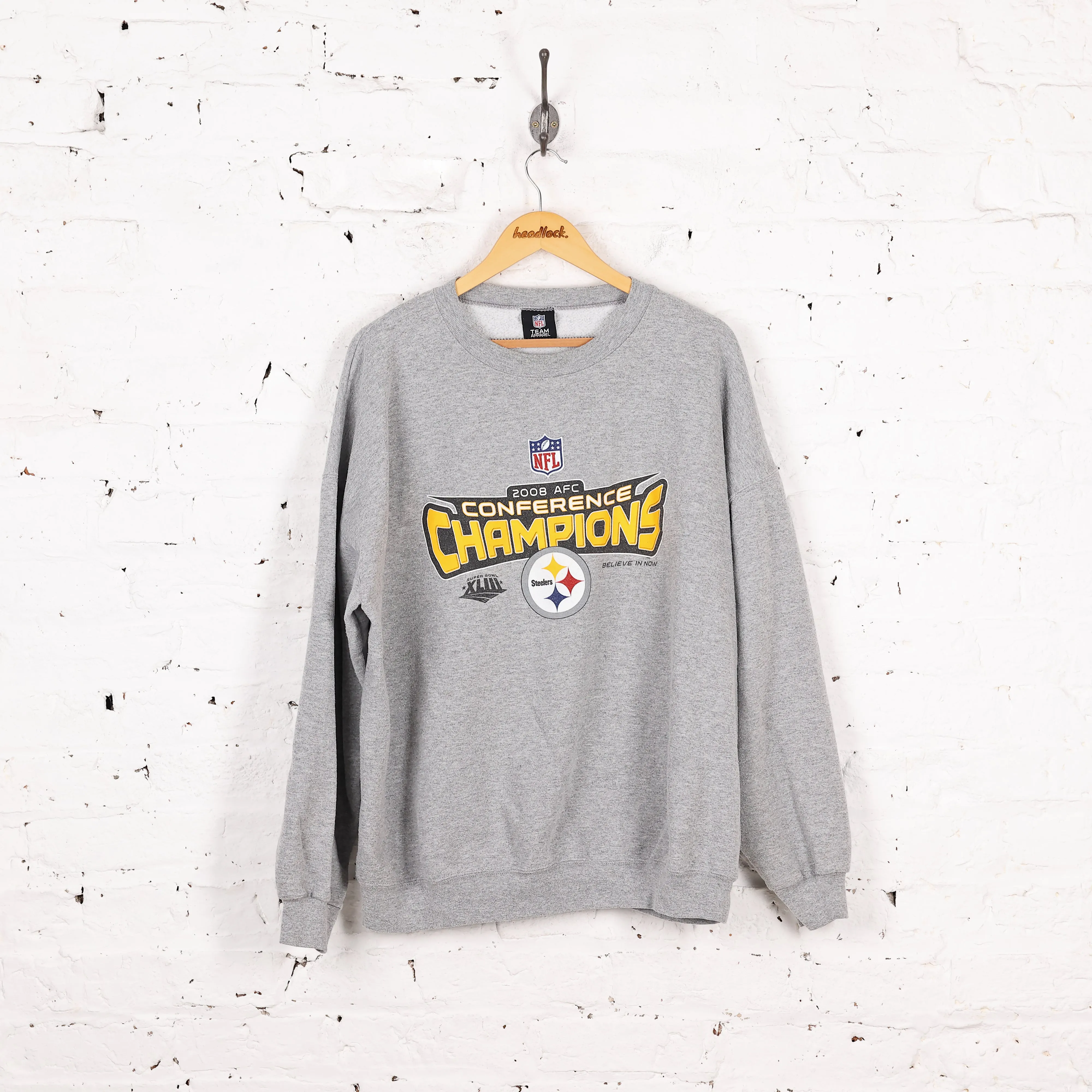 NFL Team Apparel Pittsburgh Steelers 2008 AFC Conference Champions NFL Sweatshirt - Grey - XXL