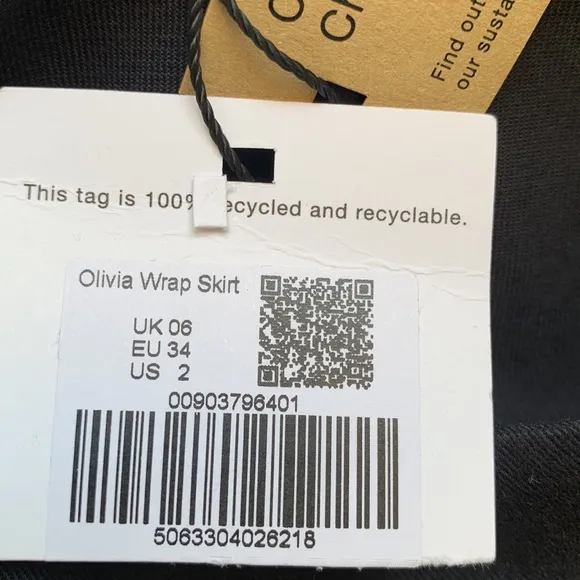 NWT Whistles Olivia Wrap Skirt Black Size 2