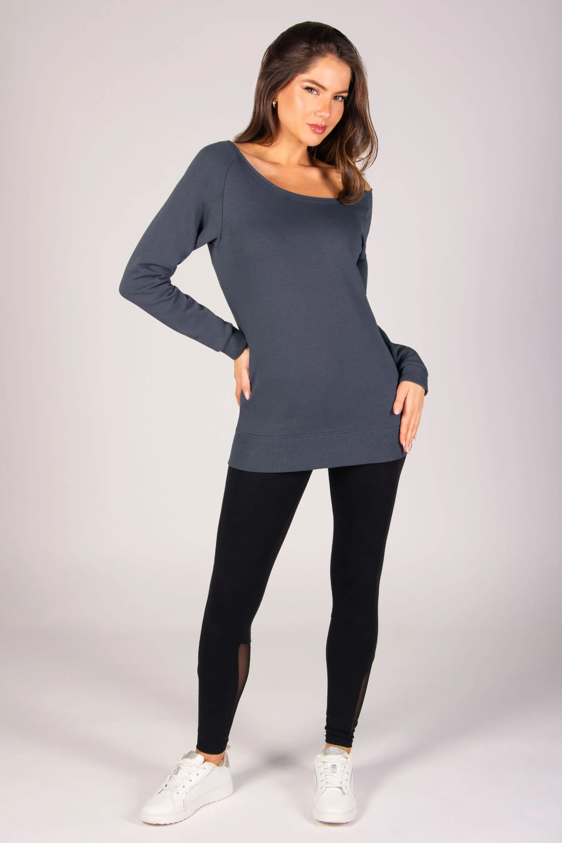 Off Shoulder Longline Sweat Top