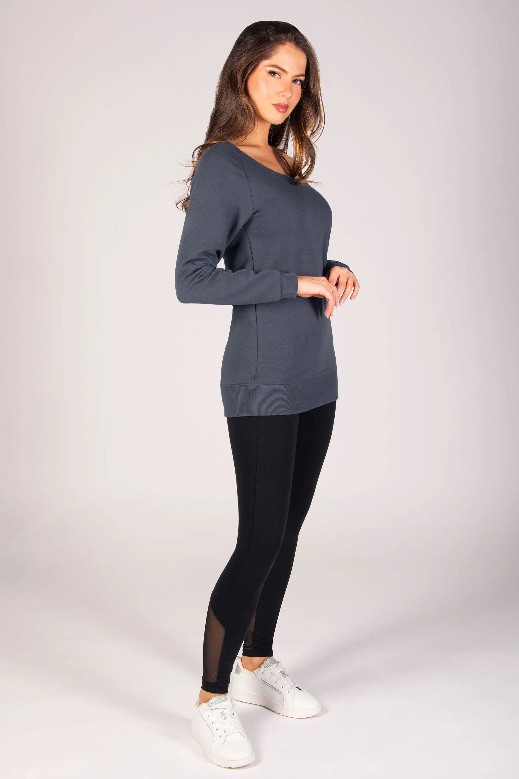Off Shoulder Longline Sweat Top