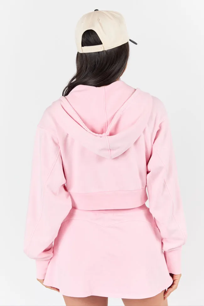 One On One Pink Cropped Hooded Jacket