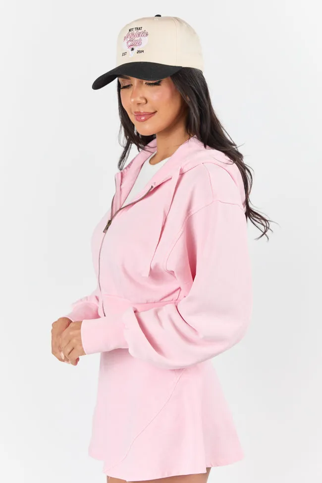 One On One Pink Cropped Hooded Jacket