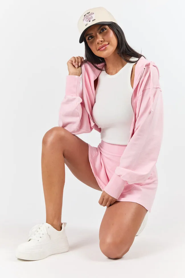 One On One Pink Cropped Hooded Jacket